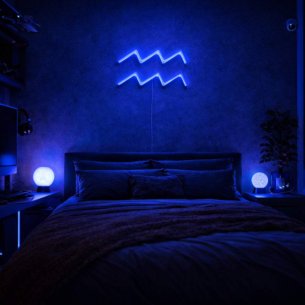 Señal de neón liderado por Acuario - Hecho en Londres Signs de neón del zodiaco