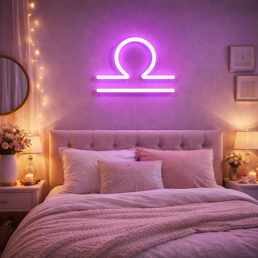 Libra liderada de neón liderado - Hecho en Londres Zodiac Neon Signs