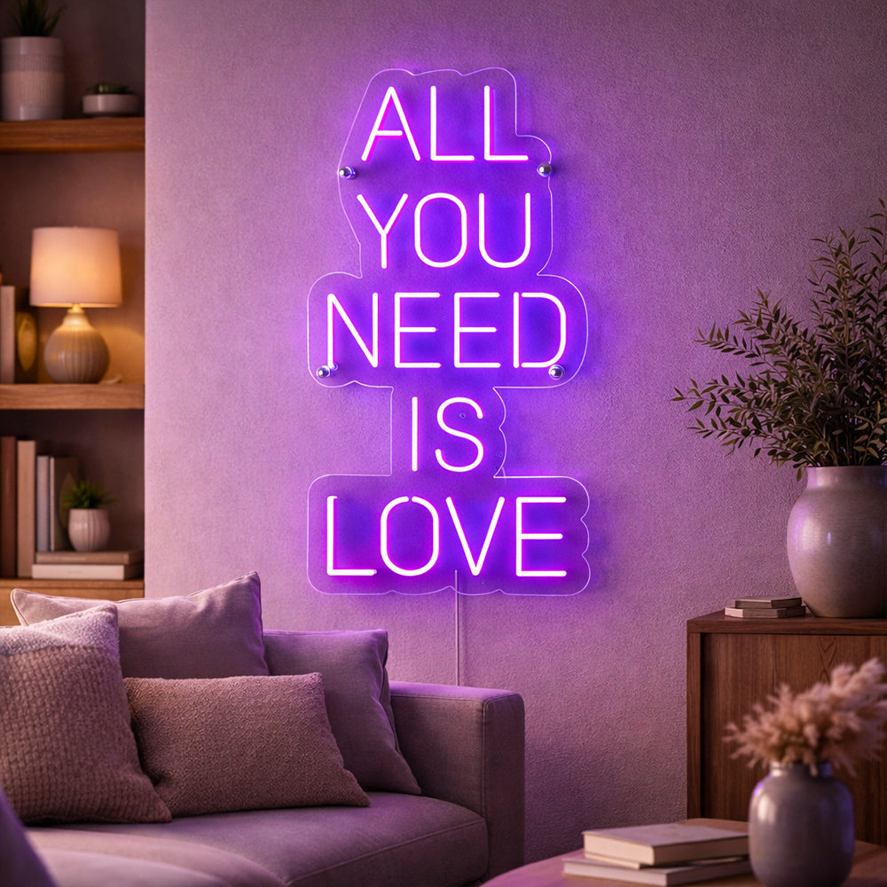 Tutto ciò di cui hai bisogno è Love Caps Led Neon Sign - Made in London Inspirational Neon Signs