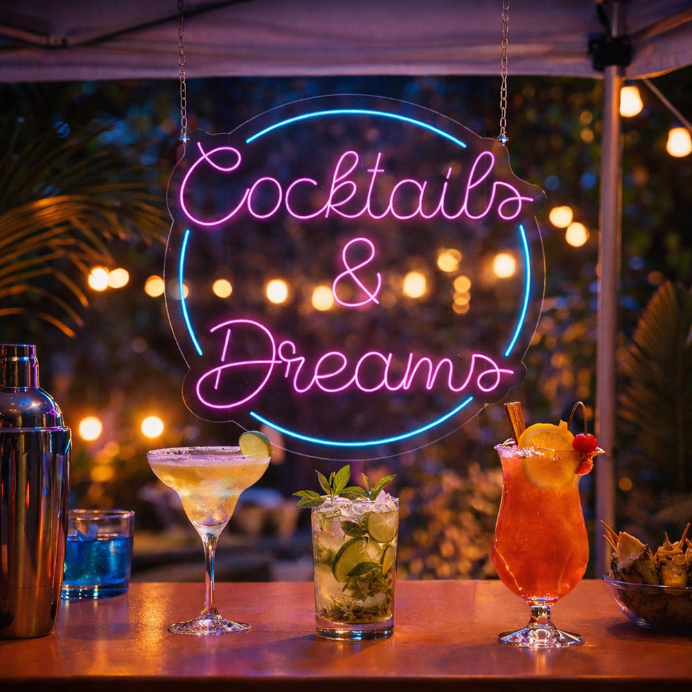 Cocktails & Dreams führte Neonzeichen - Made in London Inspirational Neon Signs