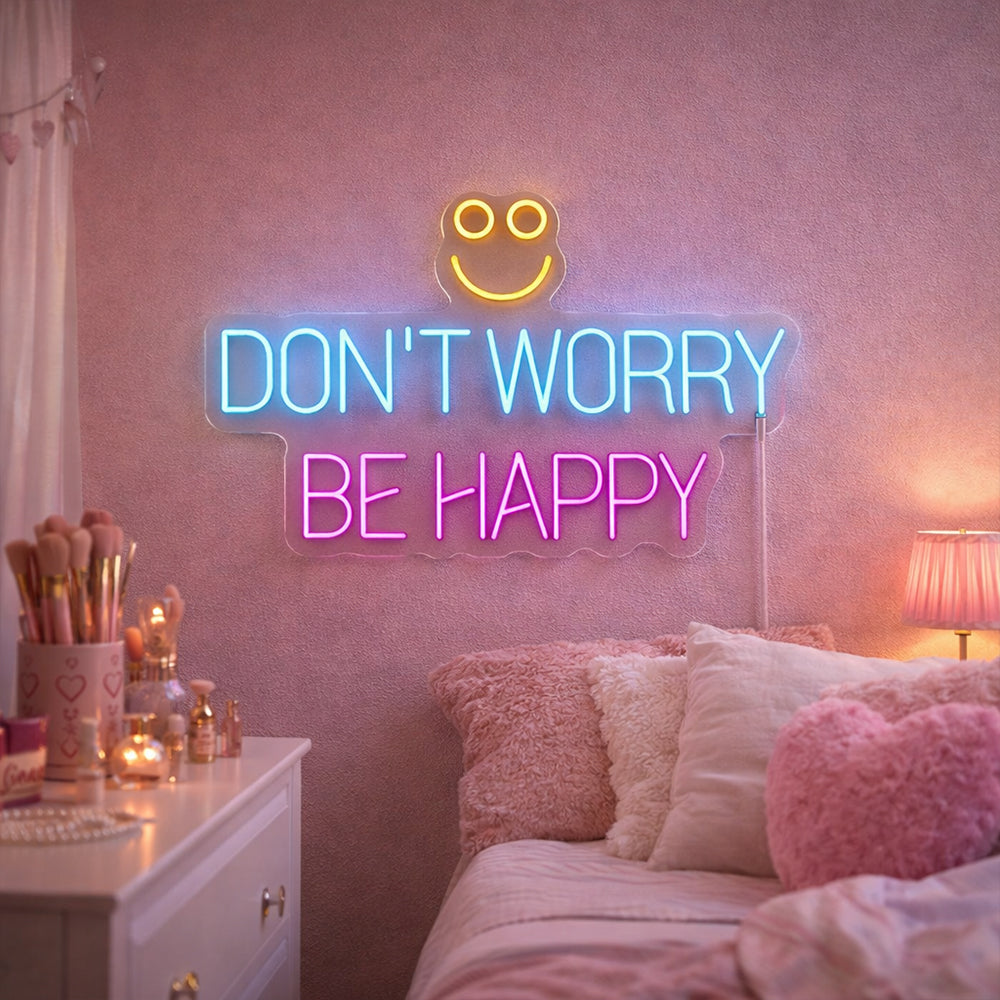 Non preoccuparti BE Be Happy Led Neon Sign - Made in London Inspirational Neon Signs