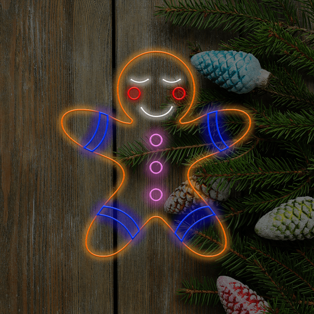 Gingerbread Man LED Neon-skilt - Laget i London Jule-neonskilt - Planet Neon