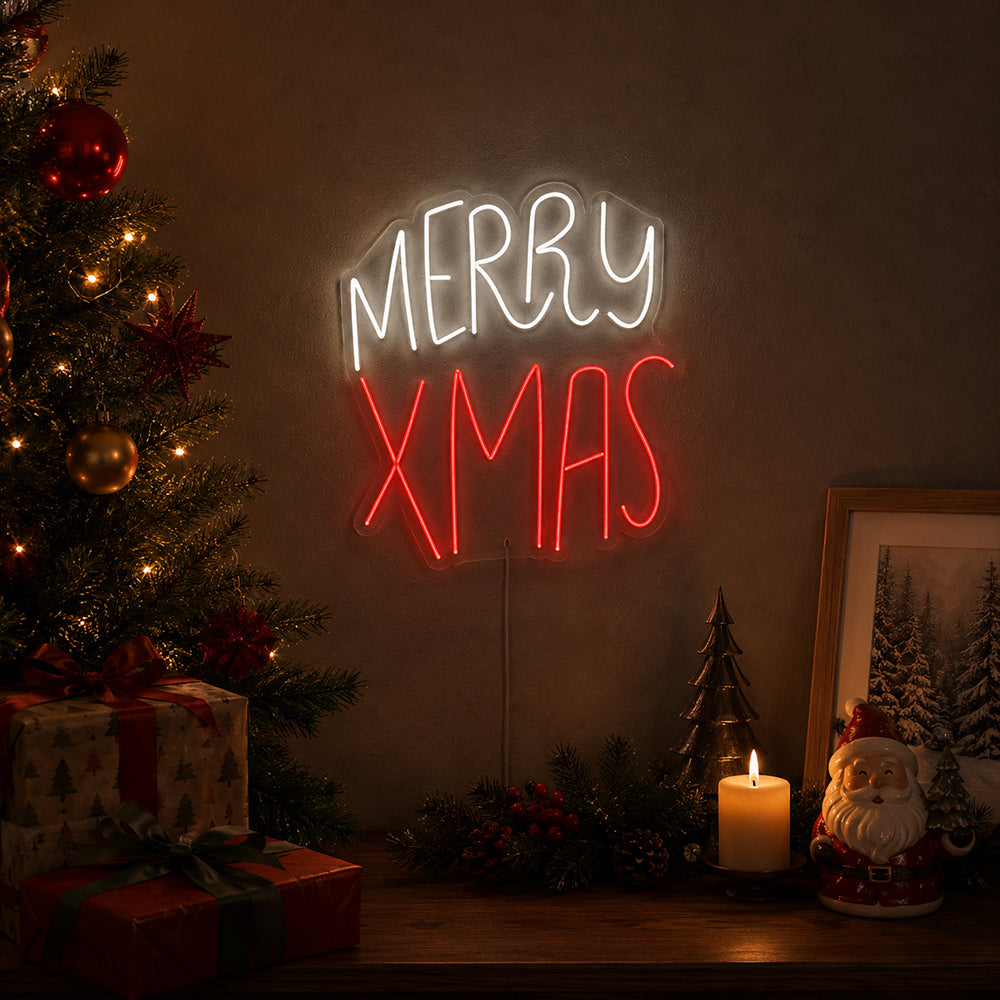 Merry Xmas LED neonskilt - lavet i London jule neonskilte