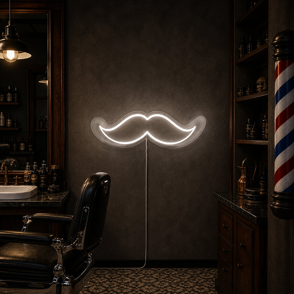 Mustache LED Neon Sign - Made in London Barbershop Neon Signs