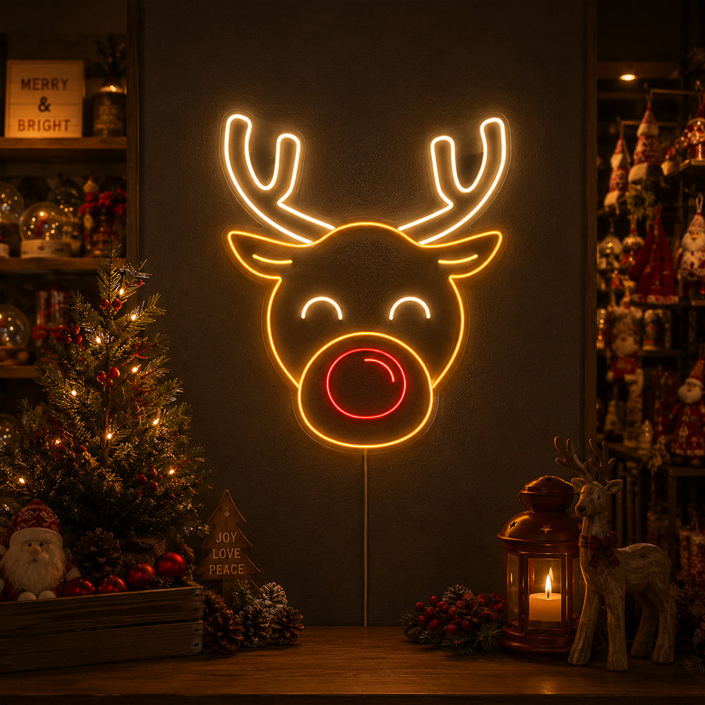 Rudolph Reindeer LED neonskilt - lavet i London jule neonskilte