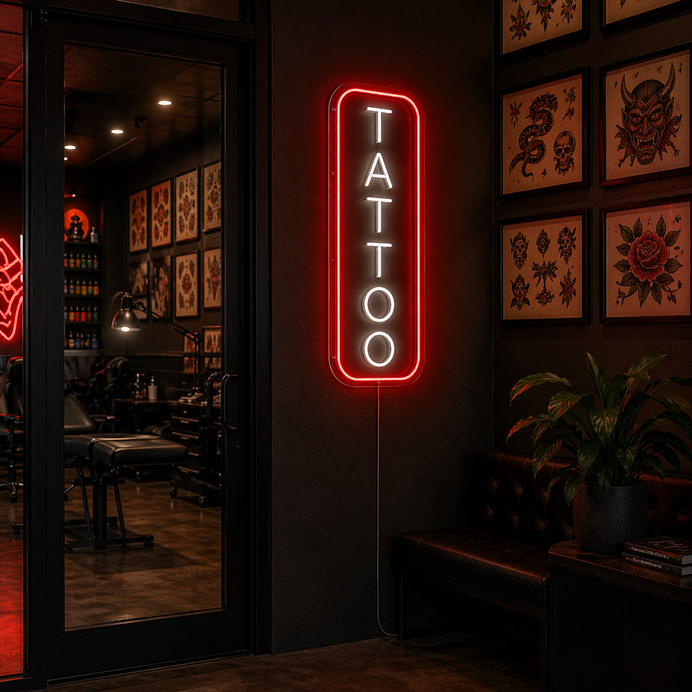Enseigne au néon LED de tatouage vertical - Enseignes au néon de Noël fabriquées à Londres