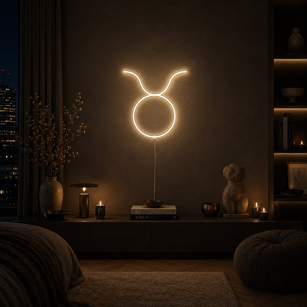 Señal de neón liderado por Taurus - Hecho en Londres Zodiac Neon Signs