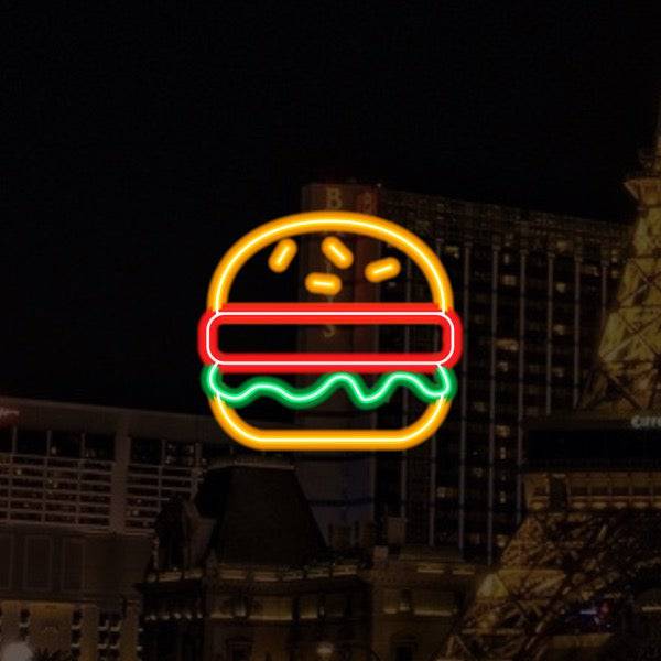 Burger LED Neon Sign - Made in London Emoji Neon Signs - Planet Neon