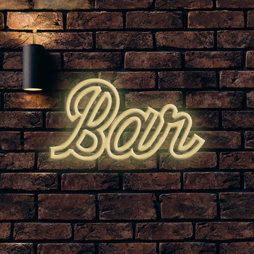 Bar Script Outline LED Neon Sign - Laget i London Club Pub Neon Signs