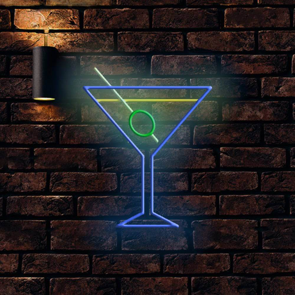 Panneau néon LED Martini Drink - Fabriqué à Londres Enseignes néon pour pubs et clubs