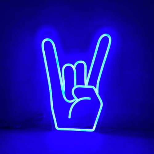 Placa de neon LED Rock Hand - Placas de neon emoji feitas em Londres