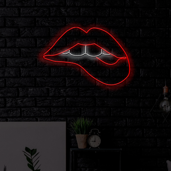 Letreiro de neon LED Biting Lips - Letreiros de neon Planet Neon Made in London