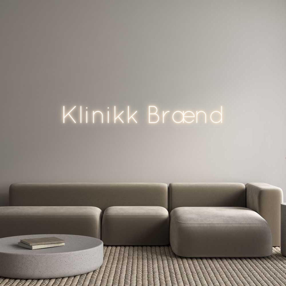 Editor en línea de letreros de neón retroiluminados personalizados Klinikk Brænd