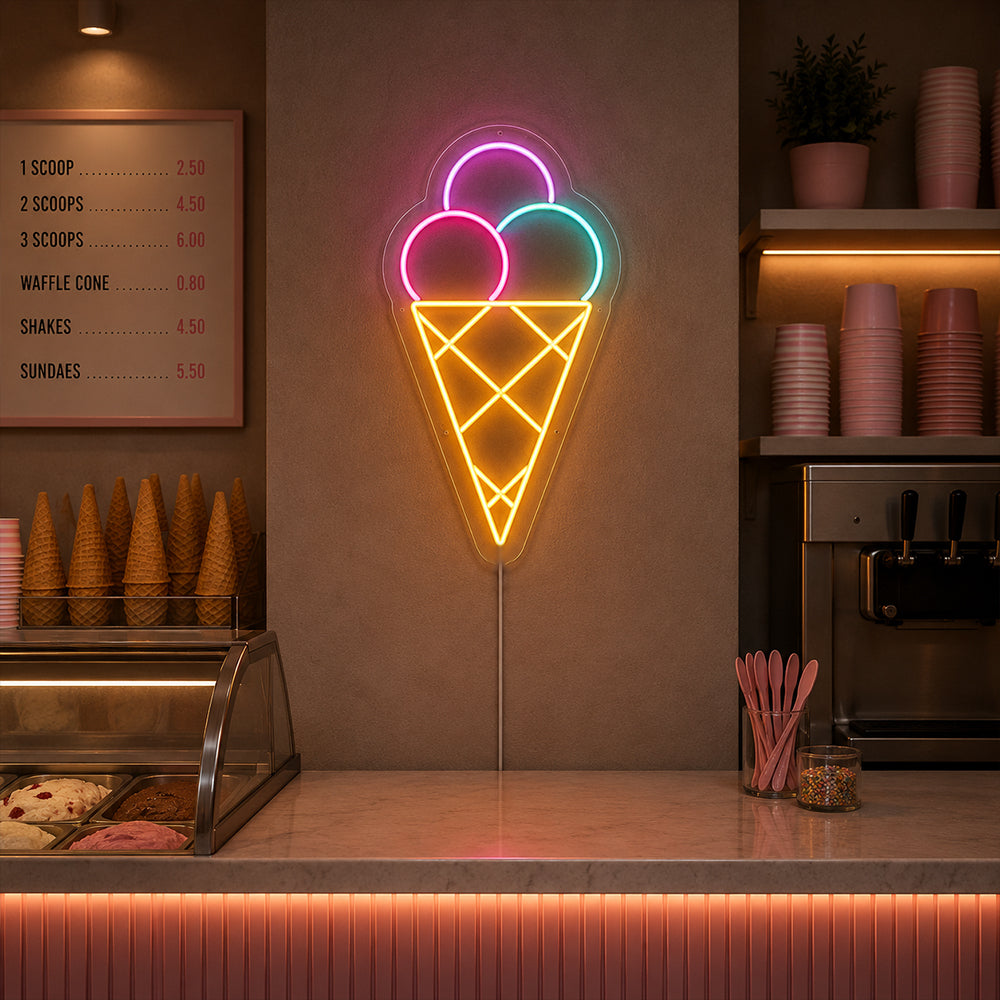 Ice Cream Led Neon Sign - Made in London Food Restaurants Neon Signs