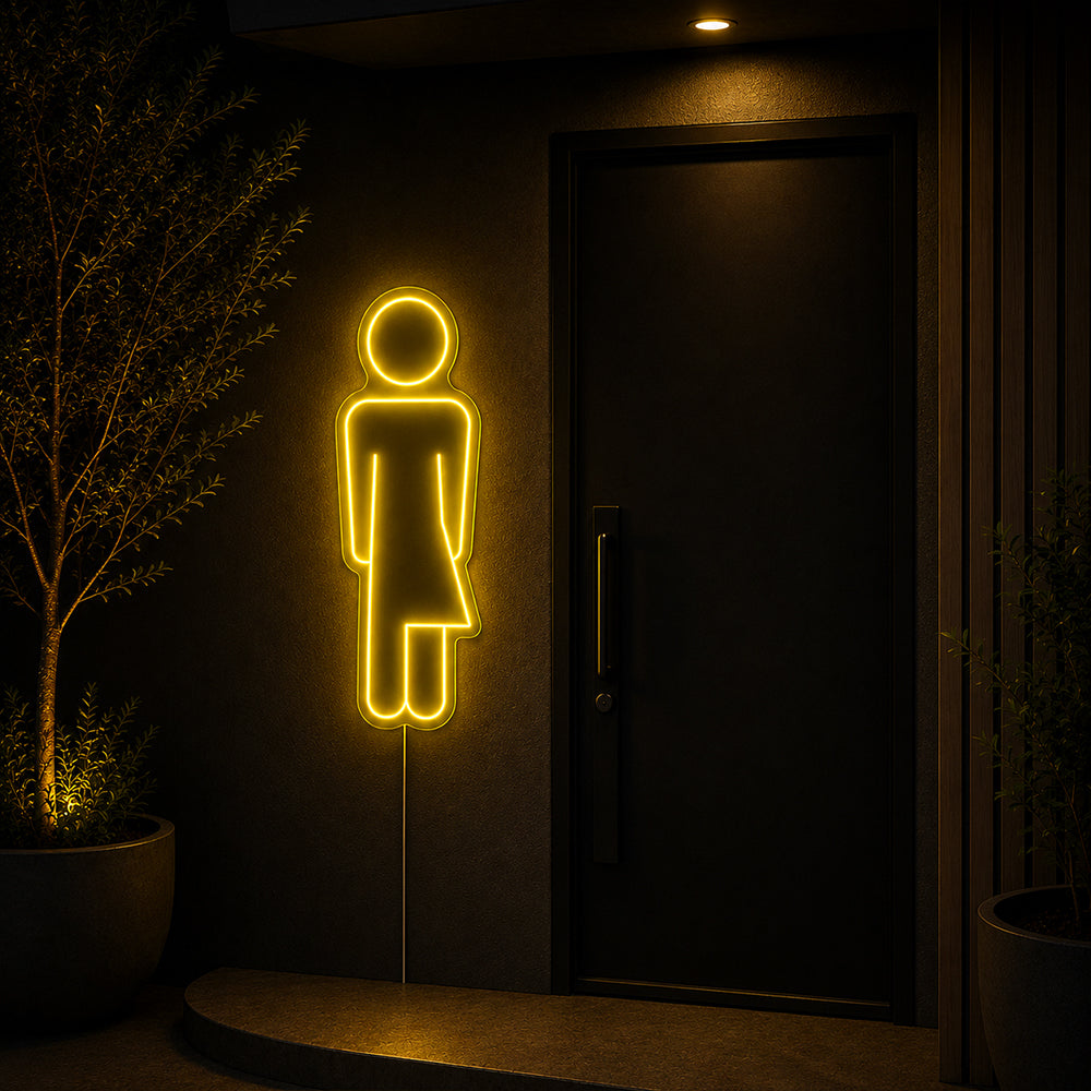 Señal de neón LED de unisex: letreros de neón del baño hechos en Londres