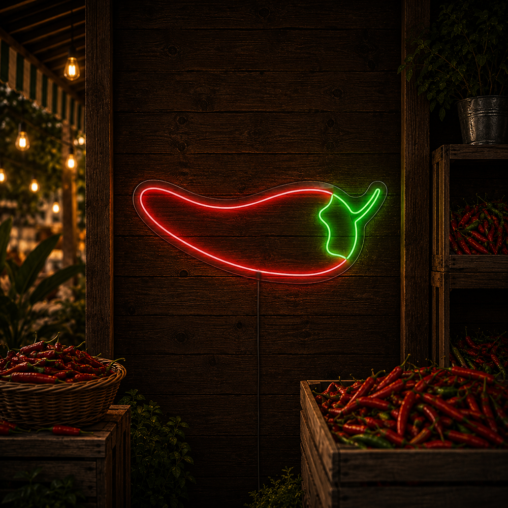 Segno di neon a led peperoncino - Made a London Food Restaurants Neon Signs