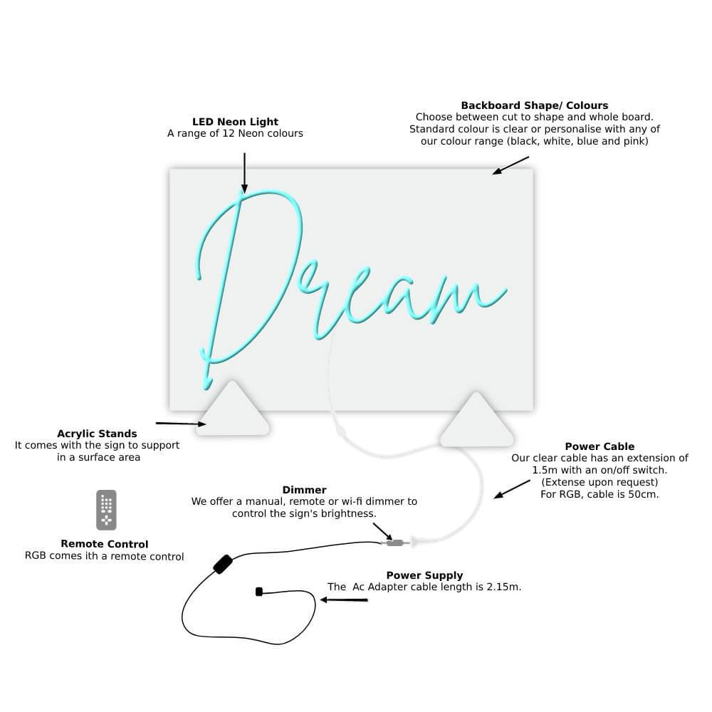 Frittstående bord Neonskilt - Planet Neon